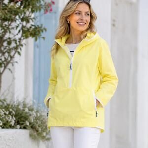 Talbots Half Zip Hooded Anorak Windbreaker Pullover Yellow Size Small